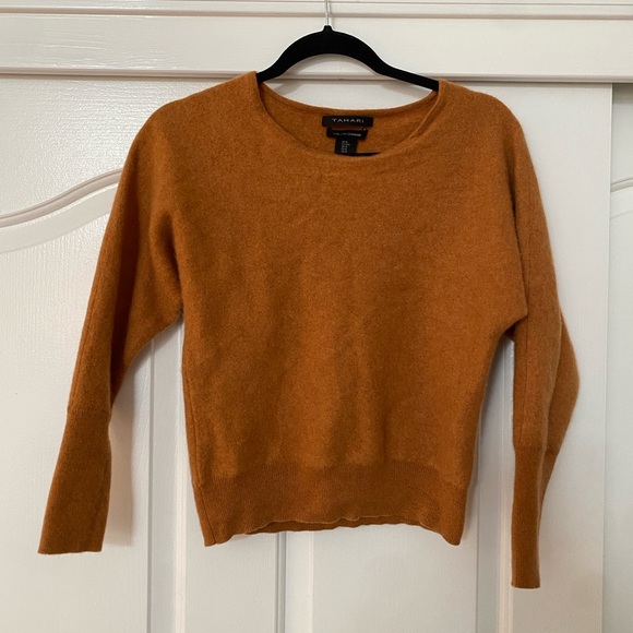 Tahari 100% 2 ply pure cashmere orange/pumpkin hue size M - Picture 1 of 4